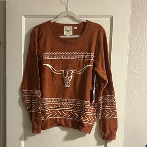 Copper Longhorn Pattern Crewneck Sweater - Cotton & Rye